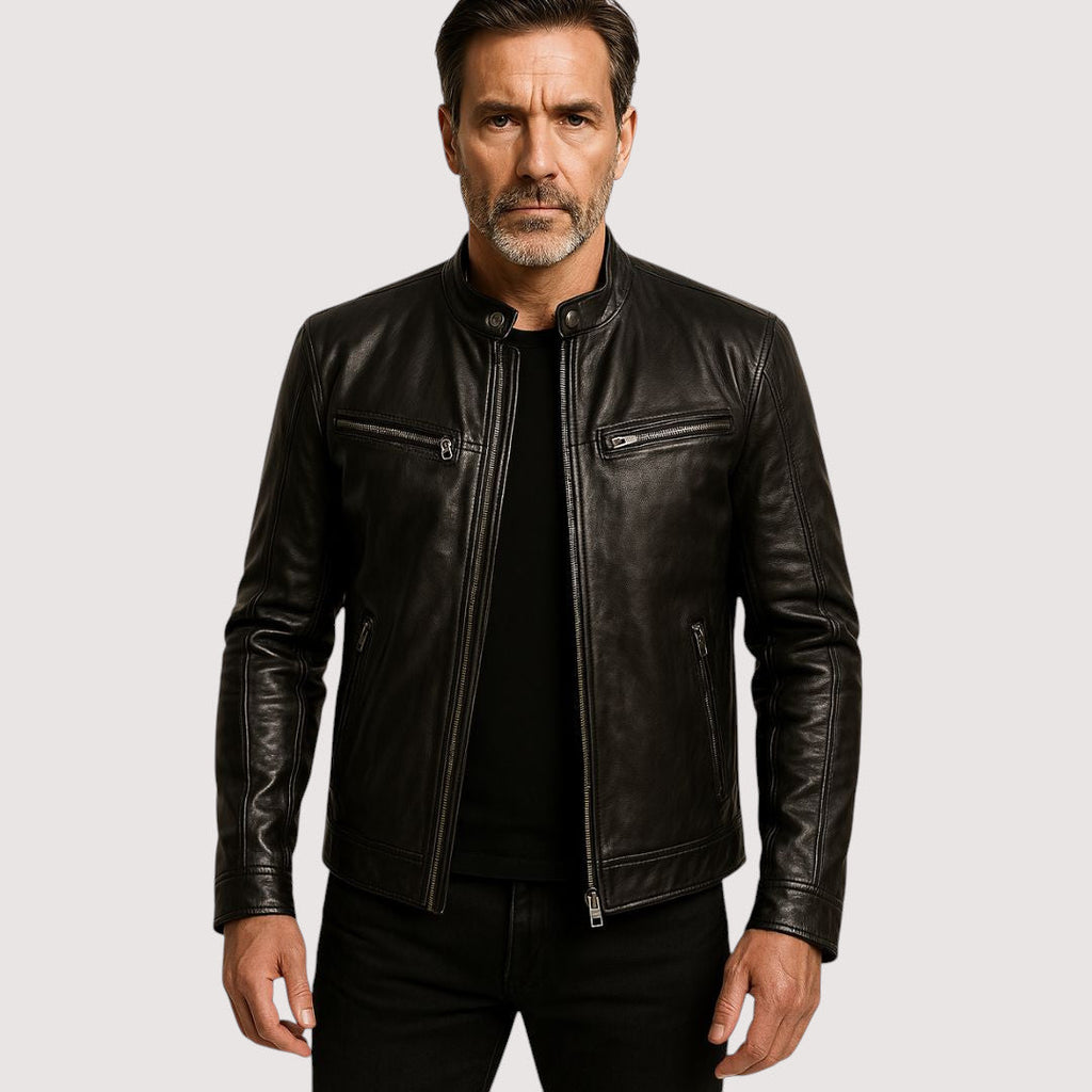 VESTE EN CUIR HAUT DE GAMME ÉLÉGANTE POUR HOMME